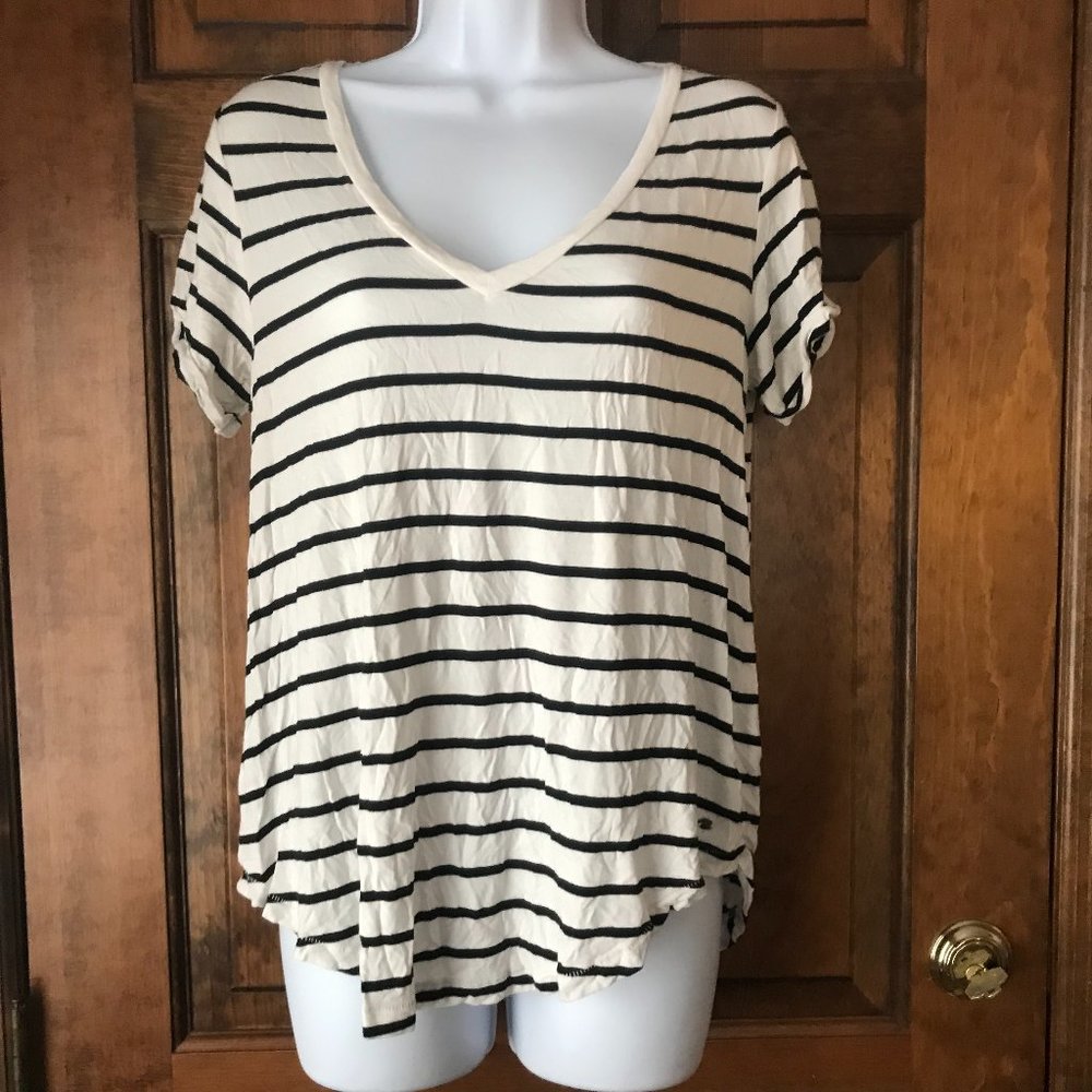American Eagle Outfitters "Soft & Sexy" White w/Black Stripes Tee